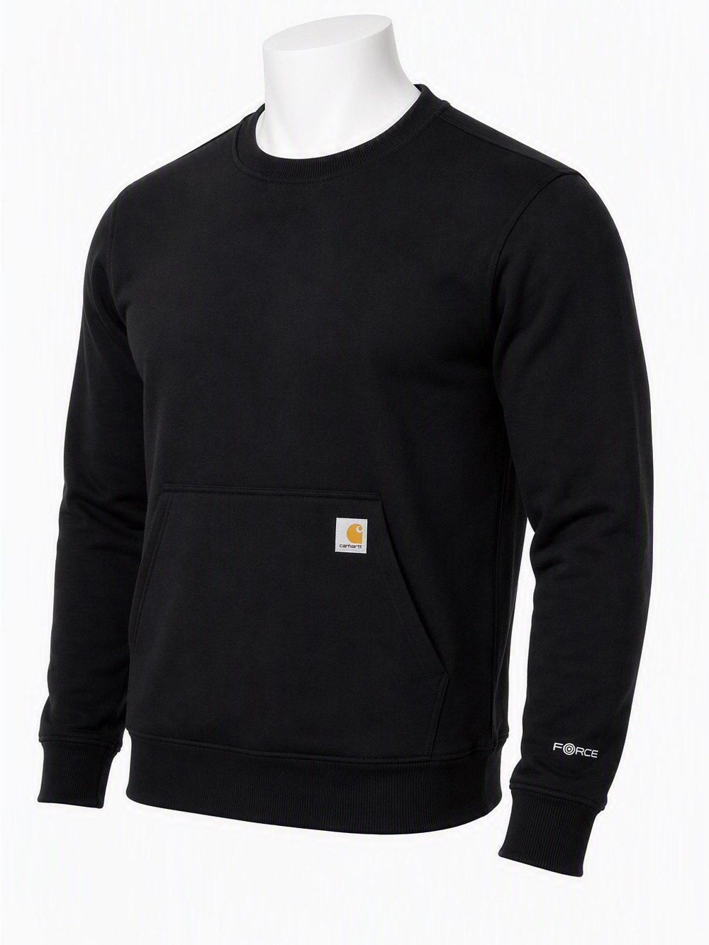Men's Carhartt Force Relaxed Fit Sweatshirt Black Kangaroo Pocket Pullover Large